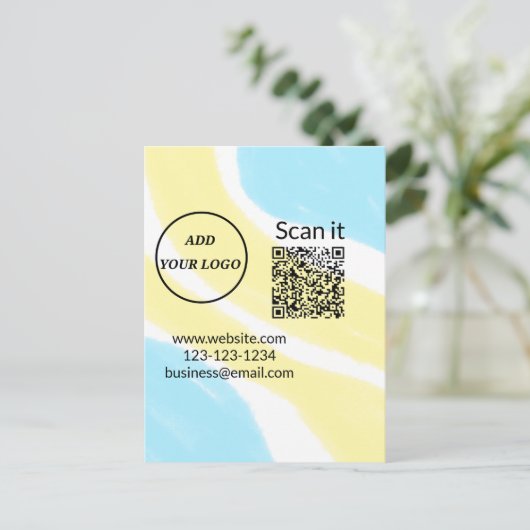 Carte Postale Simple minimum q r code ajouter logo code d'analys (Debout devant)