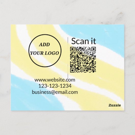 Carte Postale Simple minimum q r code ajouter logo code d'analys (Dos)