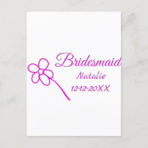 Carte Postale Simple minimum rose bridesmaid ajouter le nom de l