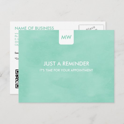 Carte Postale Simple Mint Chic Nomination Rappel QR Code (Devant / Derrière)