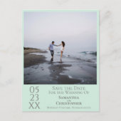 Carte Postale Simple Mint Green Wedding Enregistrer la photo Dat (Devant)