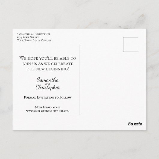 Carte Postale Simple Mod Photo Overlay Mariage Enregistrer la da (Dos)