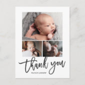 Carte Postale Simple Modern 3 Photo Collage Baby Photo Merci (Devant)