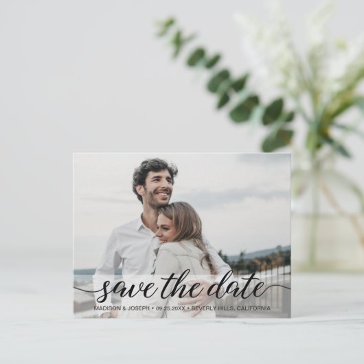 Carte Postale Simple Modern Save the Date Fiançailles Photo (Debout devant)