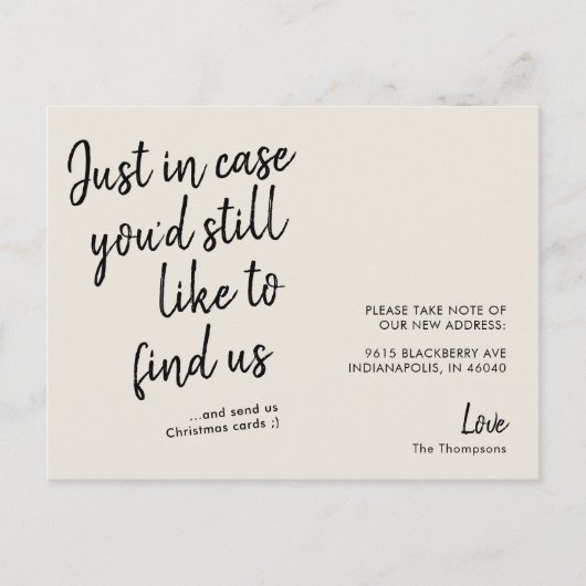 Carte Postale Simple Moderne Annonce de Déplacement Drôle à Crèm (Devant)