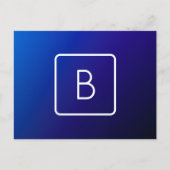 Carte Postale Simple moderne bleu foncé Ombre dégradé et monogra (Devant)