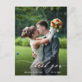 Carte Postale Simple moderne Calligraphie Mariage Merci photo (Devant)