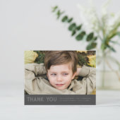 Carte Postale Simple Moderne Communion Pour Lui Photo Merci (Debout devant)