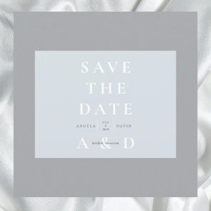 Carte Postale Simple Moderne Date de Mariage à Sauvegarder Bleu