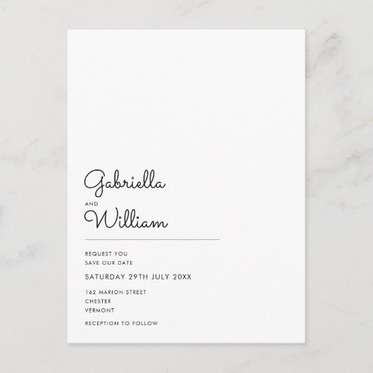Carte Postale Simple Moderne Écriture Save the Date (Devant)