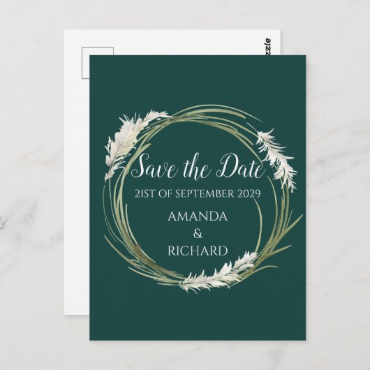 Carte Postale Simple Moderne Élégant Émeraude Vert Enregistrer l (Devant / Derrière)