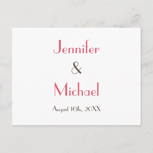 Carte Postale Simple moderne Elegant Mariage blanc réponse RSVP (Devant)