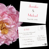 Carte Postale Simple Moderne Élégante Réponse de Mariage RSVP Bl