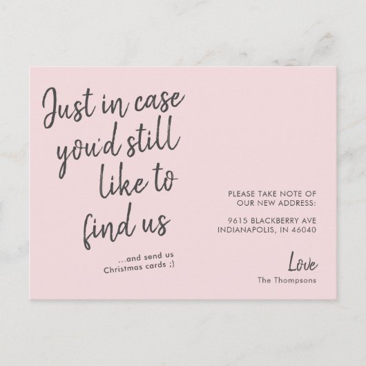 Carte Postale Simple moderne Funny Pink Moving Faire-part (Devant)