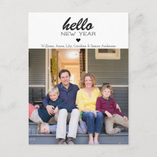 Carte Postale Simple moderne Hello Joyeux Nouvel An Coeur Photo