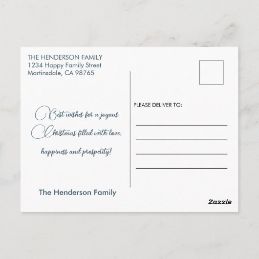 Carte Postale Simple moderne Joyeux Noël 1 Photo (Dos)