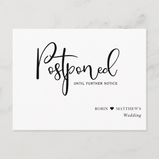 Carte Postale Simple, moderne, Mariage de report Faire-part (Devant)