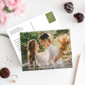 Carte Postale Simple moderne Mariage de script de coeur Merci ph