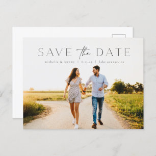 Carte Postale Simple moderne mariage photo Enregistrer la date C