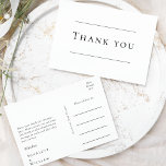 Carte postale simple moderne Merci Mariage<br><div class="desc">Ce design simple et moderne, mariage, grâce à sa carte postale, est un mélange intemporel de charme classique et de simplicité contemporaine. Conçu dans un style minimaliste, ce design présente des lignes épurées, des tons neutres et une palette sophistiquée de noir et blanc, assurant une simplicité raffinée à chaque détail....</div>
