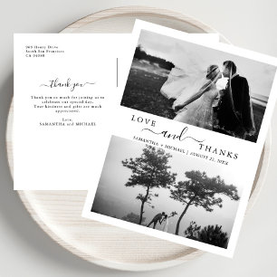 Carte Postale Simple Moderne Minimaliste 2 Photo Mariage Remerci