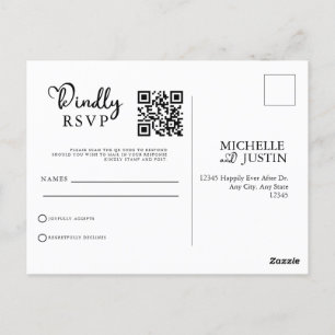 Carte Postale Simple moderne minimaliste Mariage QR Code RSVP