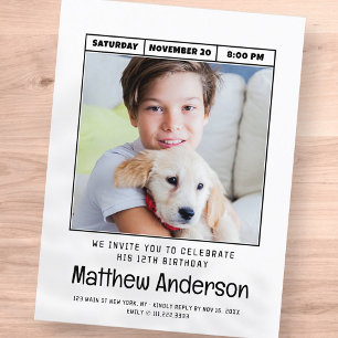 Carte Postale Simple moderne minimaliste photo fête d'anniversai