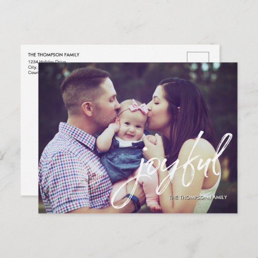 Carte Postale Simple moderne Noël familial Joyeux Script (Devant / Derrière)