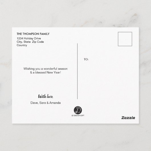 Carte Postale Simple moderne Noël familial Joyeux Script (Dos)