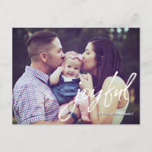 Carte Postale Simple moderne Noël familial Joyeux Script