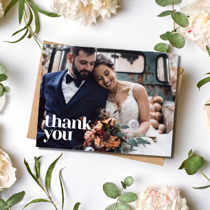Carte Postale Simple Moderne Photo De Remerciement De Mariage