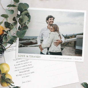 Carte Postale Simple Moderne Photo Remerciements Mariage
