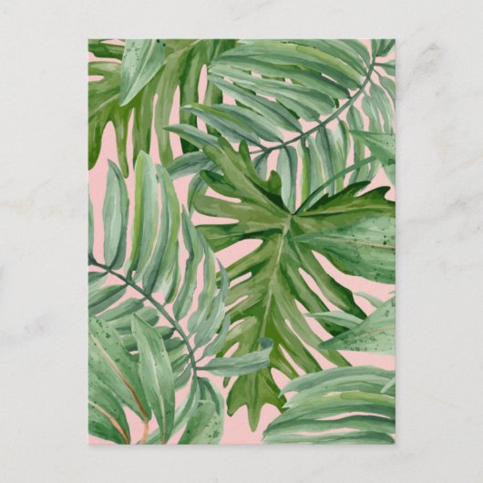Carte Postale Simple moderne Pink Palm Leaf Tropical Floral (Devant)