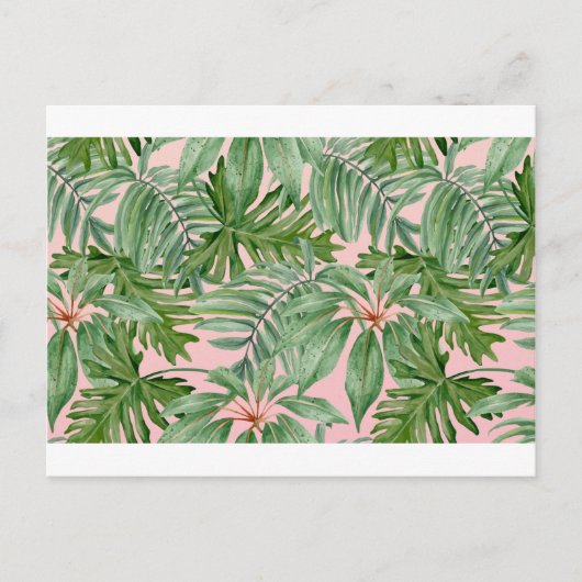 Carte Postale Simple moderne Pink Palm Leaf Tropical Floral (Devant)