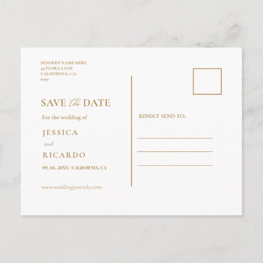 Carte Postale Simple moderne Script Wedding Enregistrer La Date  (Dos)