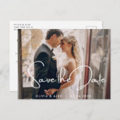 Carte Postale Simple moderne Script Wedding Enregistrer La Date (Devant / Derrière)