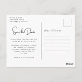 Carte Postale Simple moderne Script Wedding Enregistrer La Date (Dos)