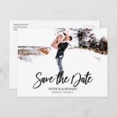 Carte Postale Simple moderne Script Wedding Enregistrer La Date  (Devant / Derrière)