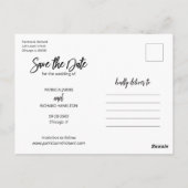 Carte Postale Simple moderne Script Wedding Enregistrer La Date  (Dos)