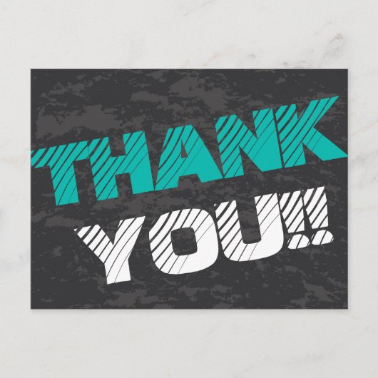 Carte Postale Simple Moderne Teal Gris et Noir Merci (Devant)