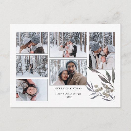 Carte Postale Simple moderne Vacances Aquarelle Vert 6-Photo (Devant)