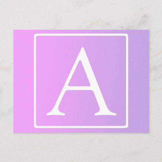 Carte Postale Simple Monogramme | Dégradé Rose/Violet Subtil (Devant)
