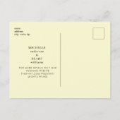 Carte Postale Simple Monogramme Mariage jaune Enregistrer la dat (Dos)