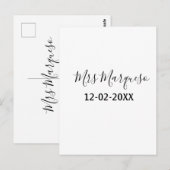 Carte Postale simple monogramme minimal Mme M. nom date année Th (Devant / Derrière)