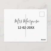 Carte Postale simple monogramme minimal Mme M. nom date année Th (Dos)