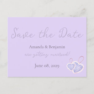 Carte Postale Simple Monogramme minimaliste Mariage Lavender