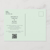 Carte Postale Simple Monogramme Mint QR Code Enregistrer la date (Dos)
