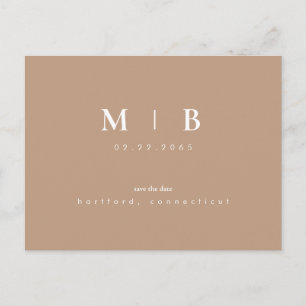 Carte Postale Simple Monogramme Neutre Enregistrer la Date QR Co