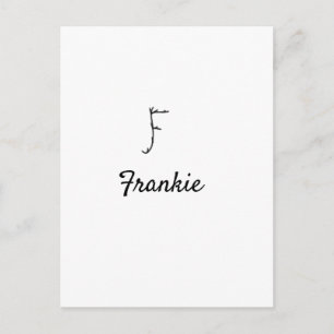 Carte Postale Simple monogramme noir minimaliste lettre F ajoute
