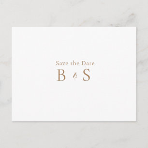 Carte Postale Simple Monogramme Or Blanc Mariage Économisez la D